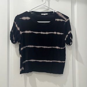 Tye dye crop top black and tan- super soft- size XS